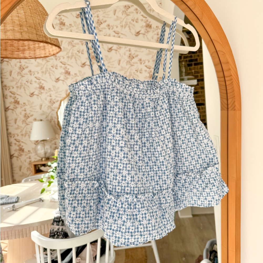 SHEIN Blue and White Checkered Camisole